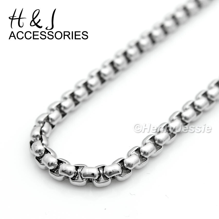 18″-36″MEN Stainless Steel 3mm Silver Box Link Necklace Hollow Cross Pendant*141