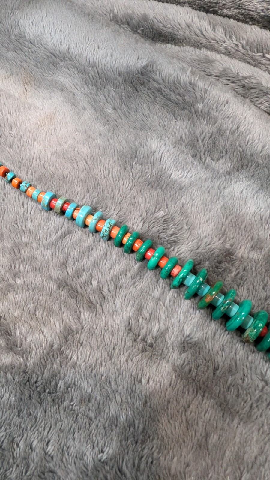 Handmade, Red, Green, Blue, Orange And Black Howlite Beaded Necklace, New