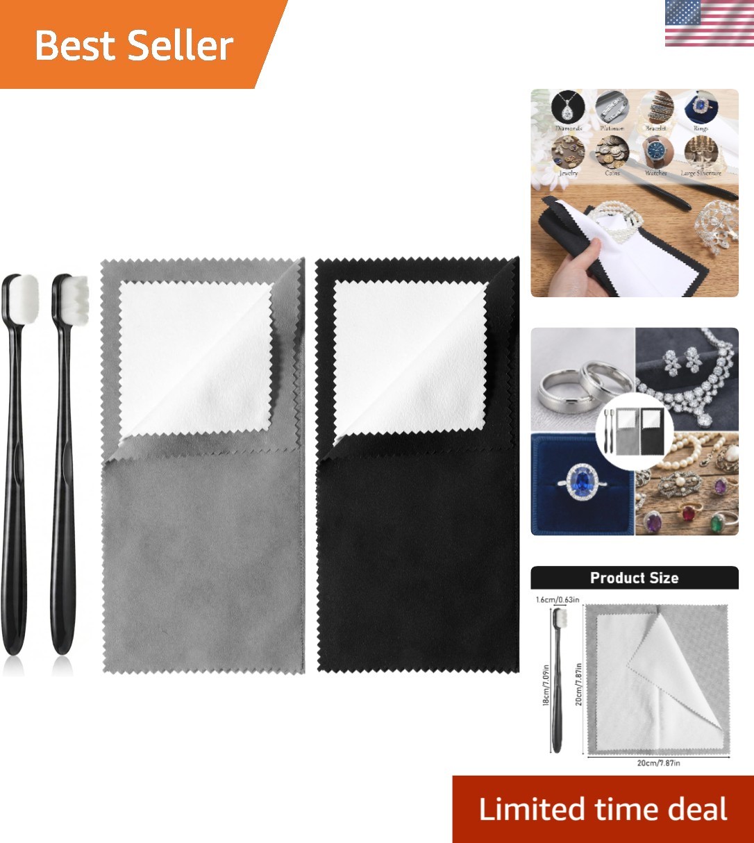 Durable & Reusable Jewelry Cleaning Cloths and Brushes for Optimal Jewelry Care