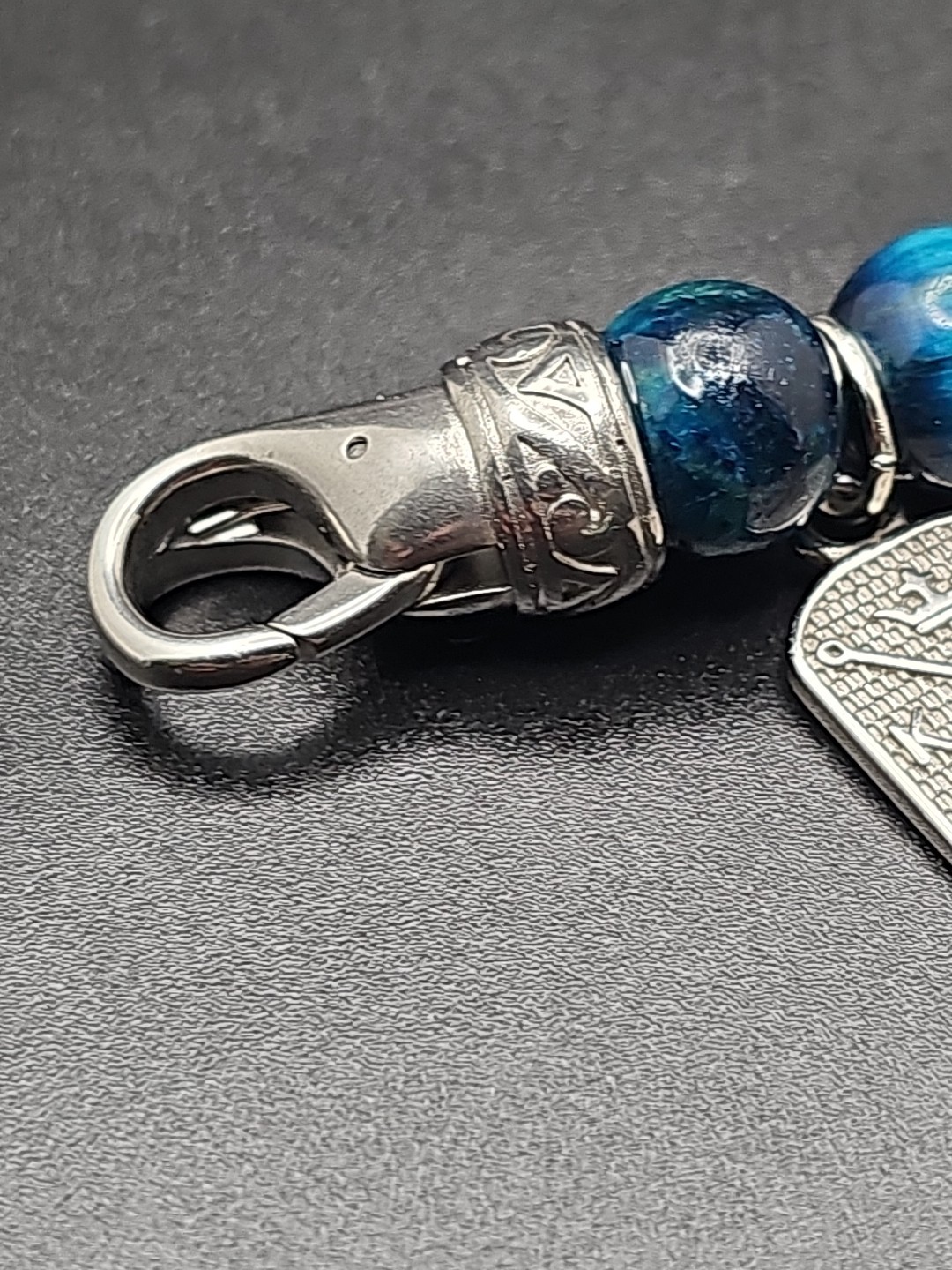 10mm Hand Made Deep Blue Tigers Eye Beaded Bracelet with Stainless Steel Clasp