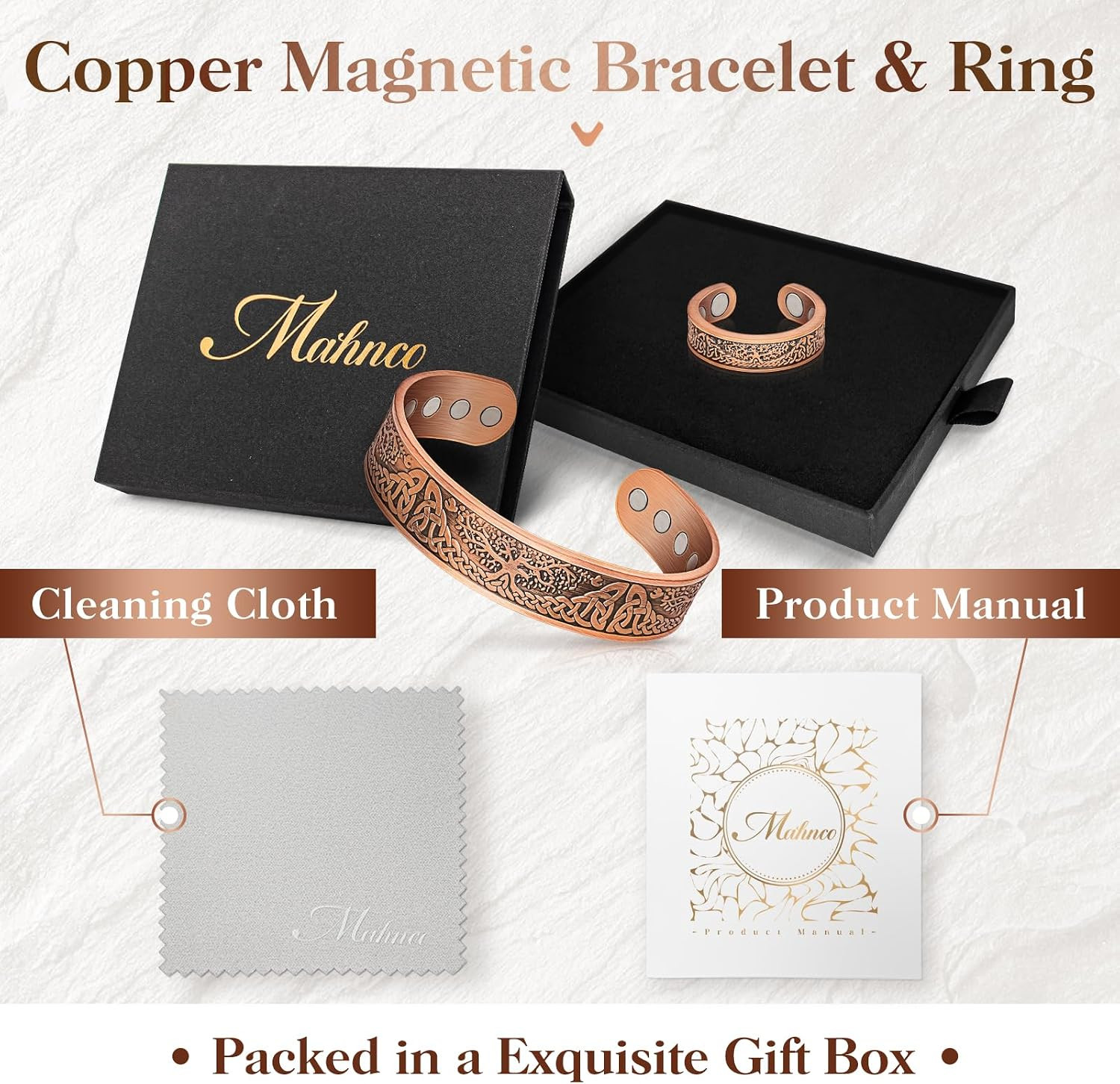 Copper Bracelet for Men & Women,12X Strength Magnetic Bracelets & Lymphatic Drai