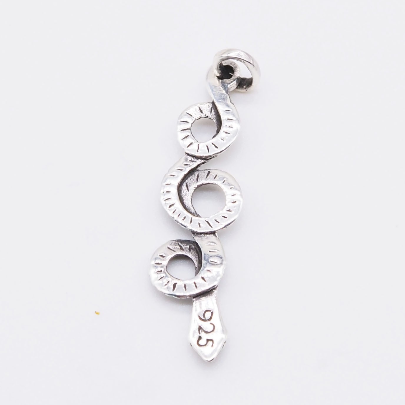 925 Sterling Silver Snake Charm, Coiled Serpent Pendant Necklace, Gothic Jewelry