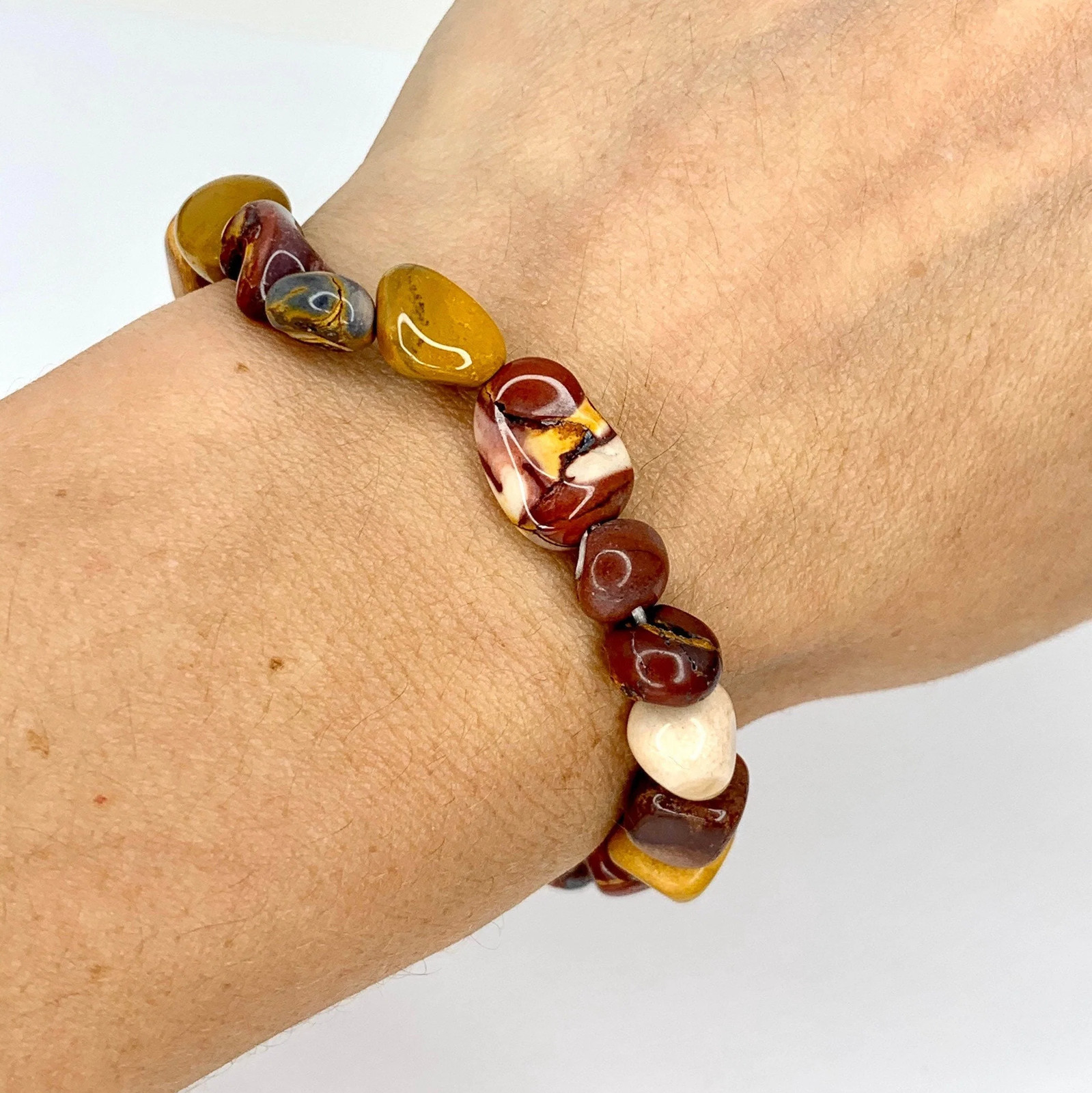 Mookaite Jasper Tumbled Bead Stretch Bracelet
