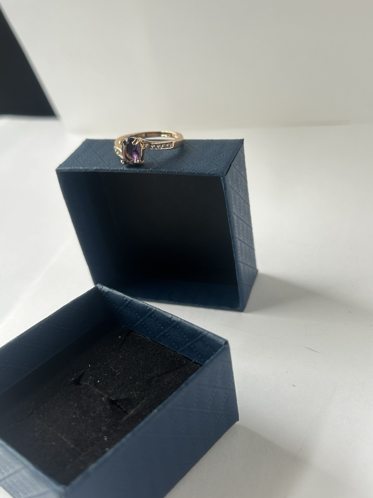 Vintage Purple Cubic Zirconia Ring Gold Plated Womens Size 7.5