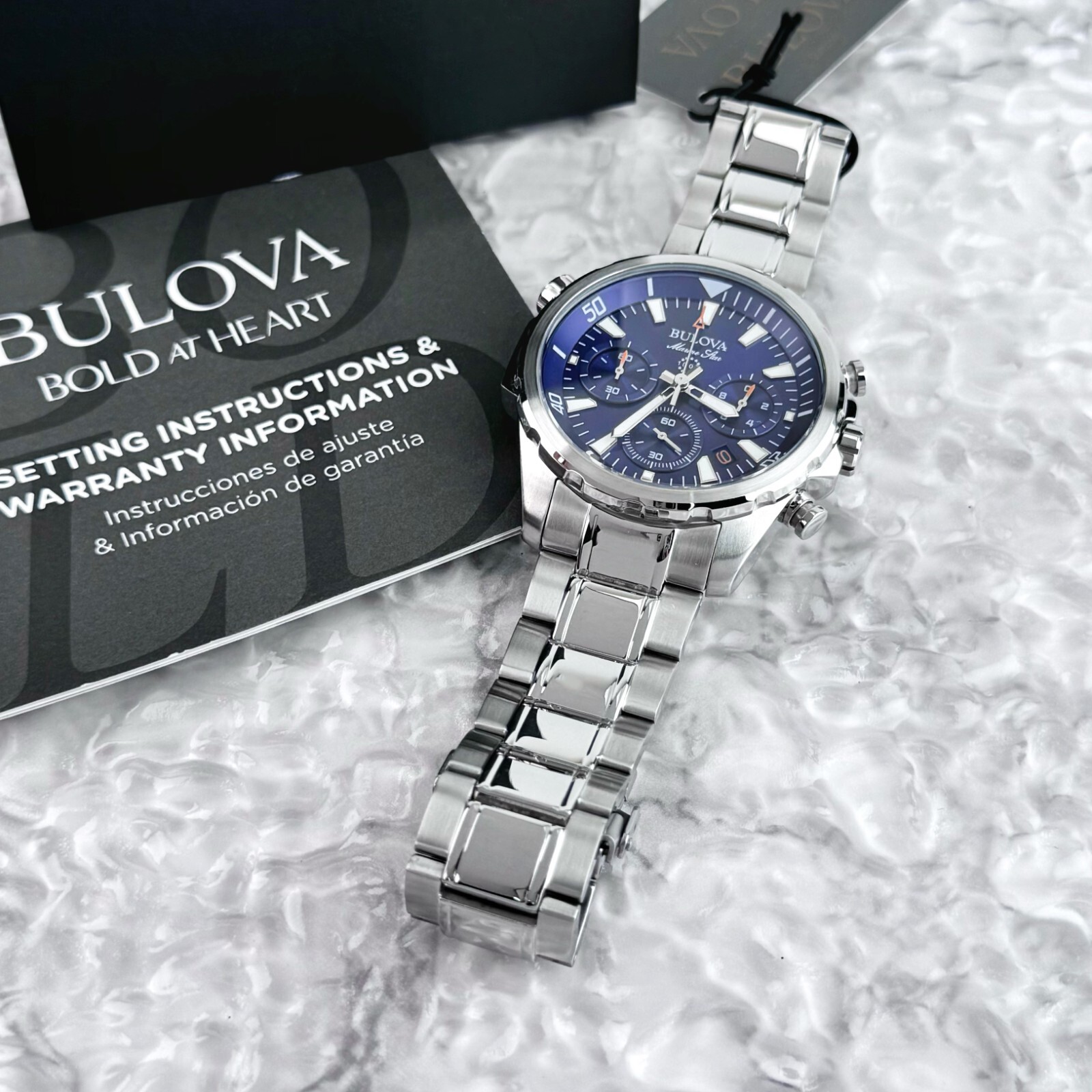 Bulova Classic Marine Star 96B256 Bule Dial Quartz Chronograph Men’s Watch 43MM