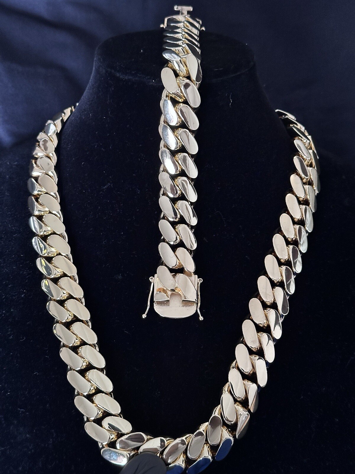 Miami Cuban Link Hand Made 10K Gold Plated Set