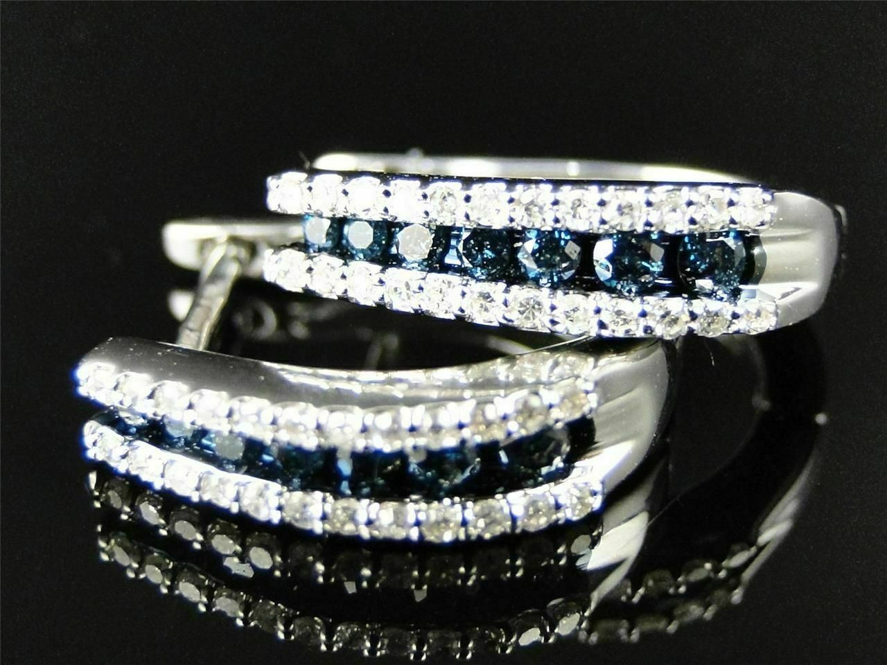 3.00 Ct Round Cut Natural Sapphire Diamond Earring 14k Solid White Gold Stud