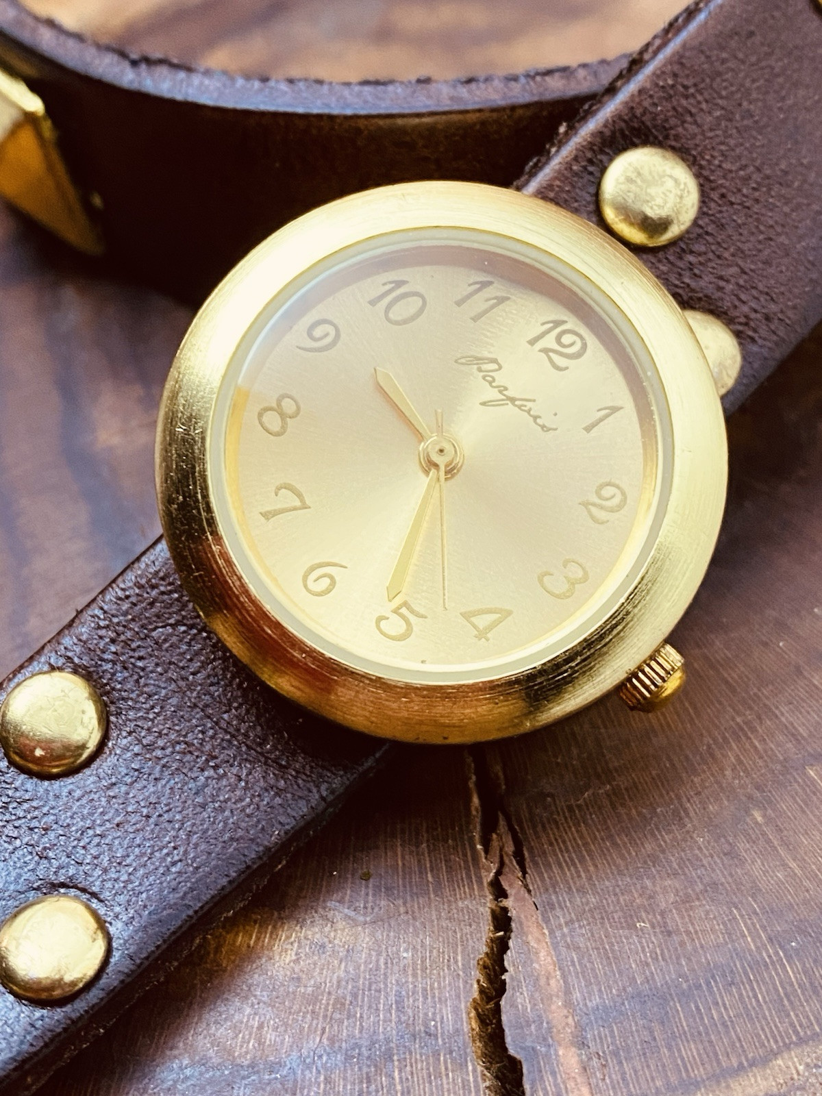 Parfois Watch Women Gold Tone Retro Leather Band New Battery