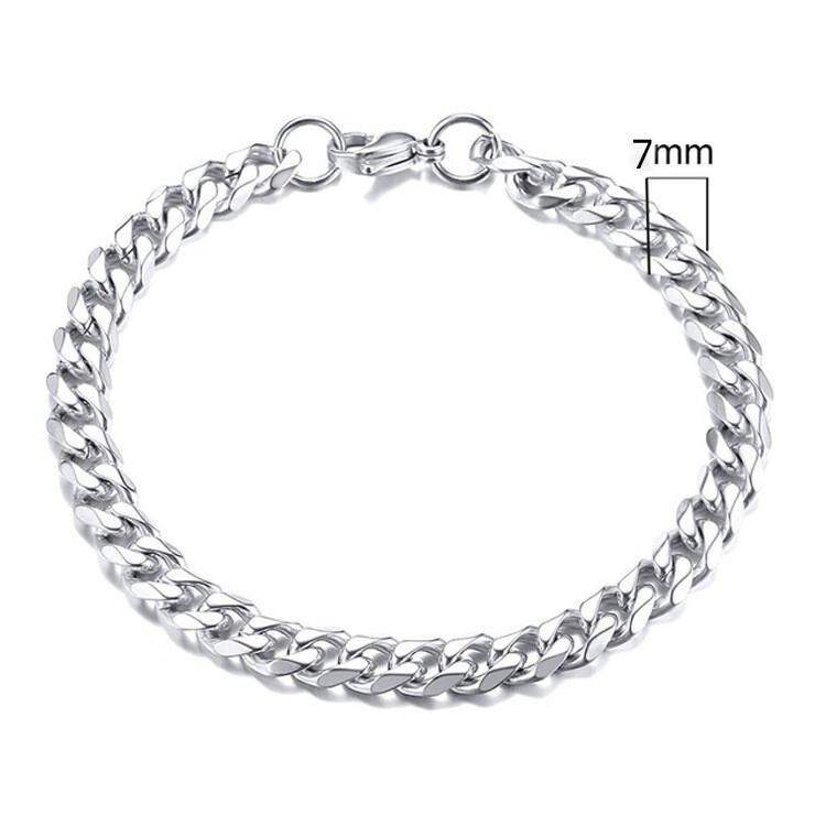 Curb bracelet solid stainless steel 6-11 mm wide / 18-23 cm men’s women gift