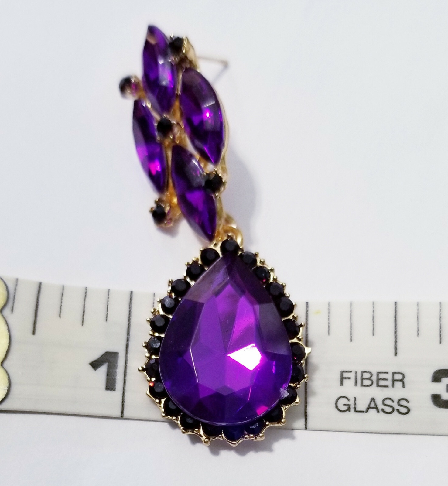 Choker Statement Necklace Earring Set Rhinestone Purple