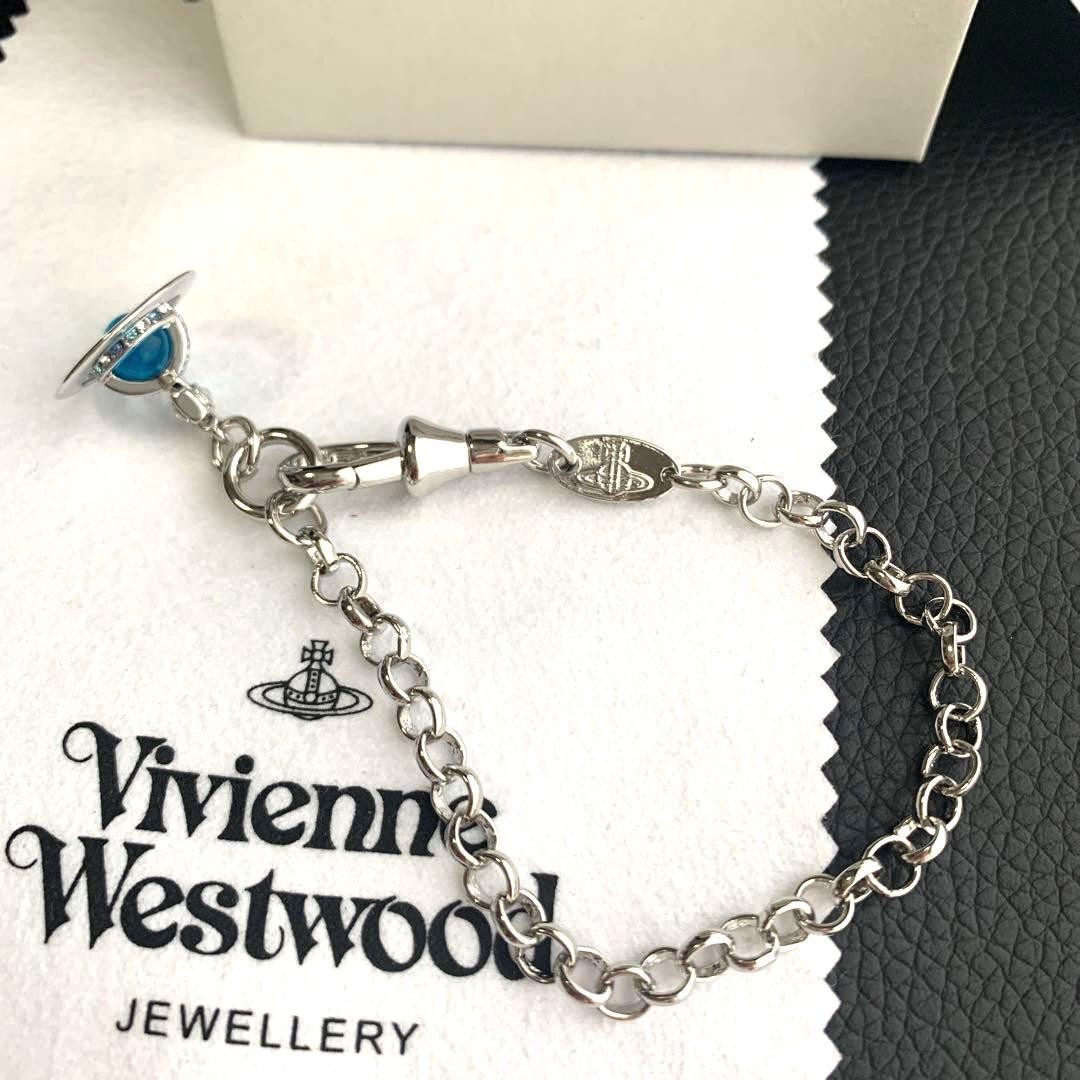 Vivienne Westwood Bracelet Orb 18cm Silver/Blue NO BOX [EJ0172