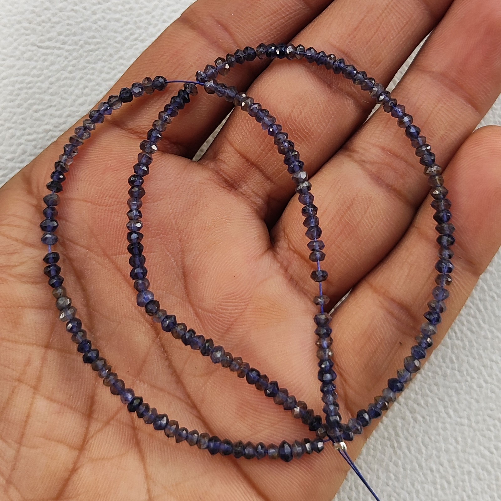 India Iolite Gemstone 3mm Faceted Rondelle Shape Beads 13″ Jewelry Gem Strand
