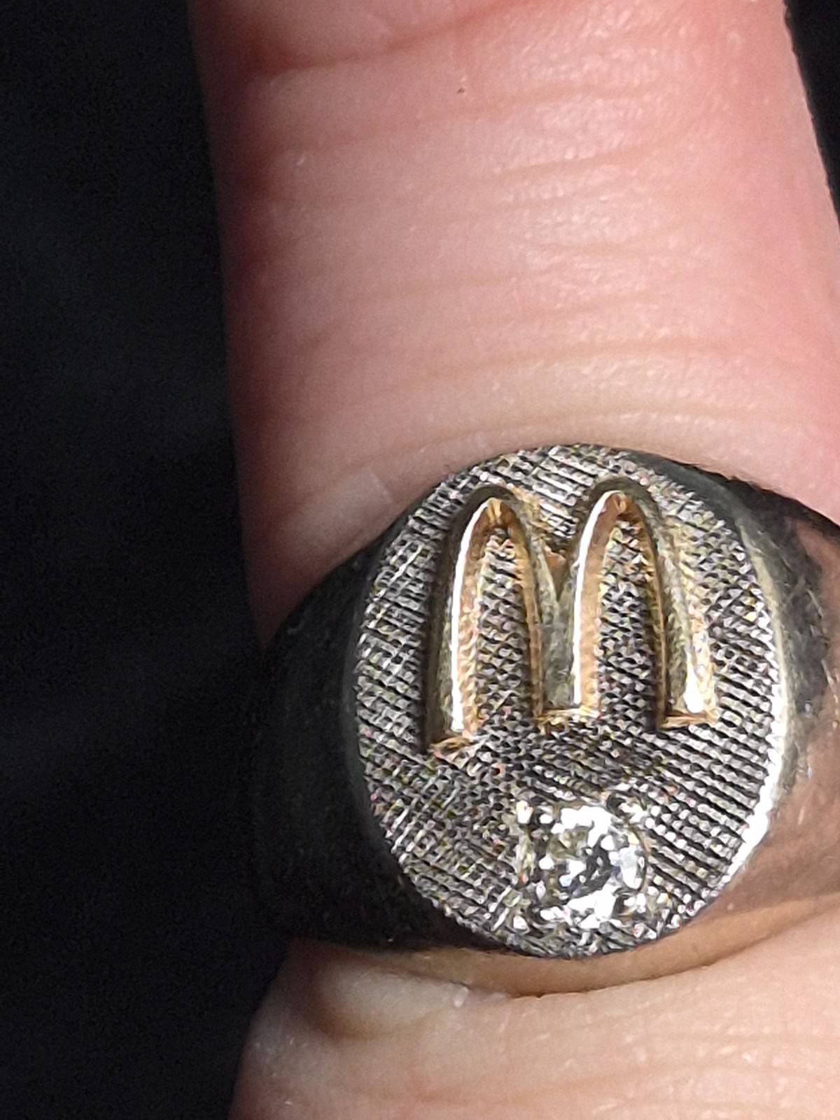 Rare two tone14k white and yellow gold McDonald’s 10yr service ring with diamond