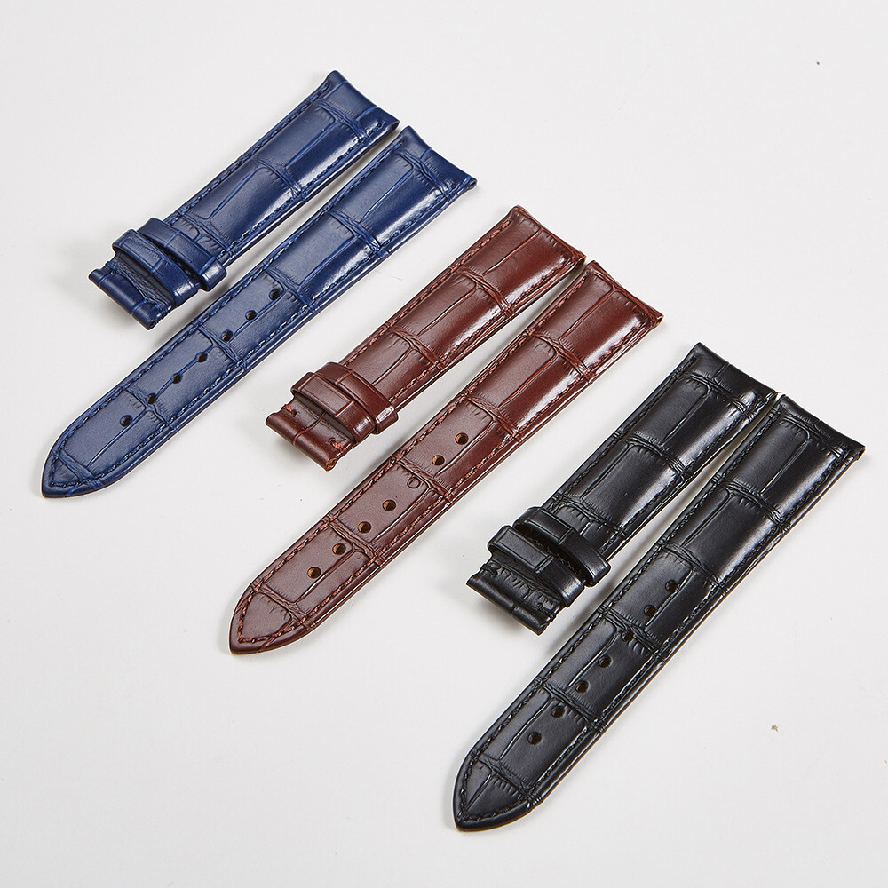 Curved End Genuine Leather Watch Band Replacement Strap Bracelet 20mm 21mm 22mm