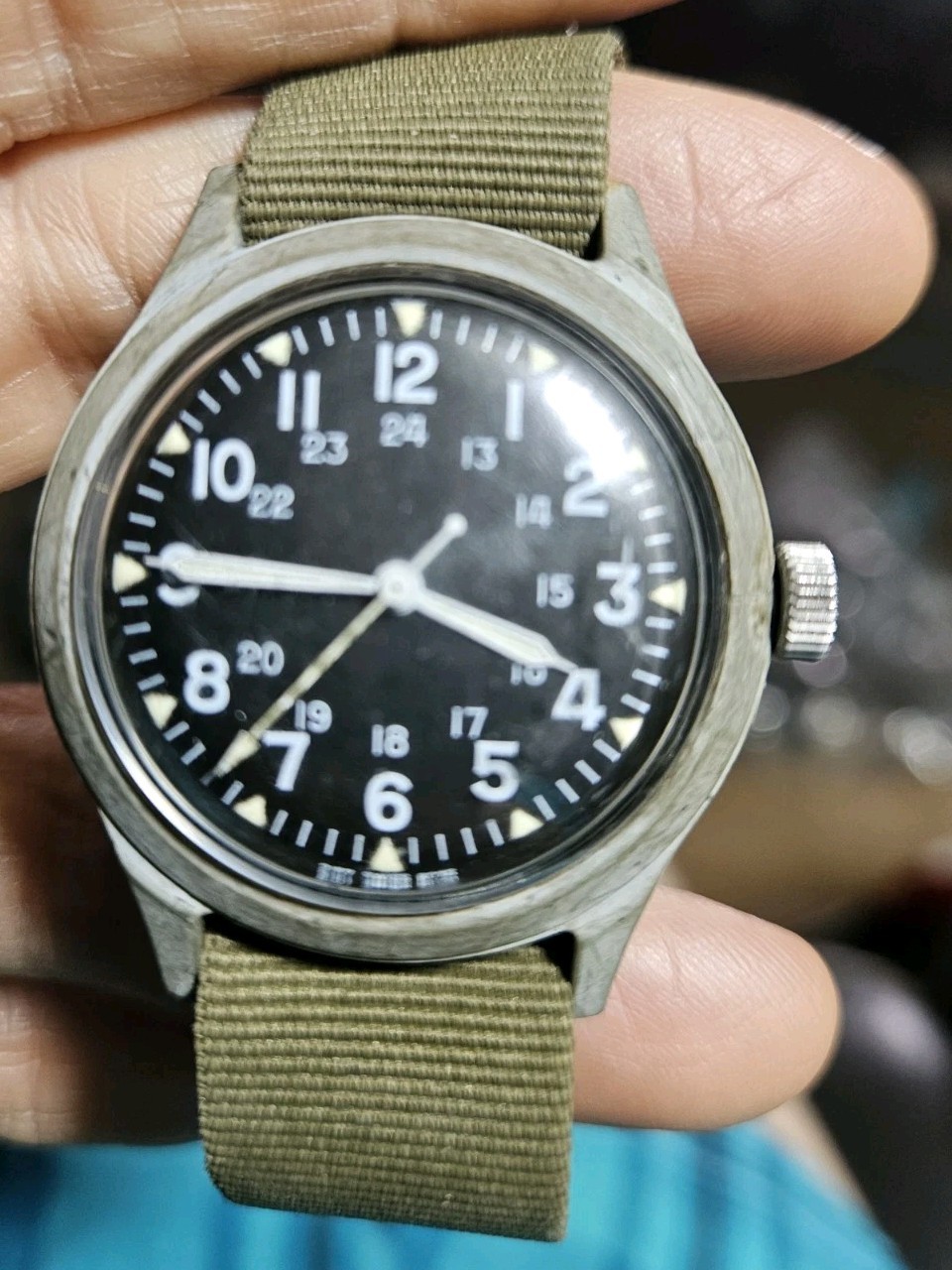 Vtg MAR 1970 Benrus Corp MIL-W-46374 Military Watch Vietnam War Orig Strap Works