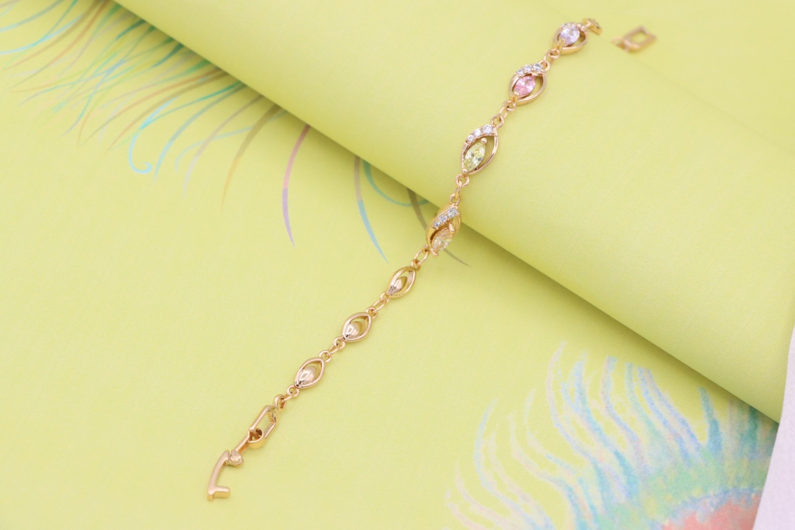 with Multicolor Stones and Crystals, XPBL0789 Rose Gold Bracelet