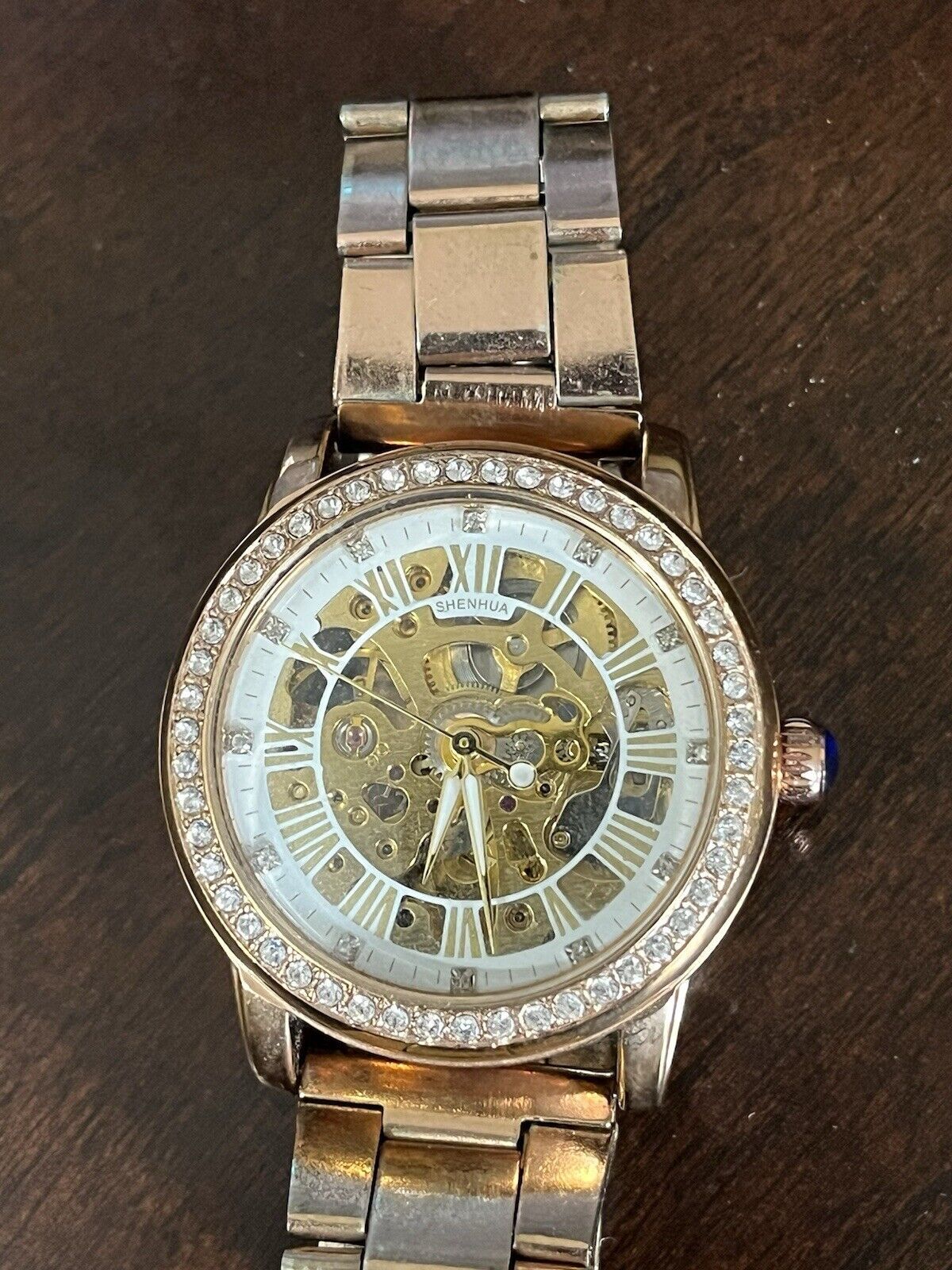 Shenhua Automatic Rose Colored Metal Band Mechanical Auto Ladies Watch
