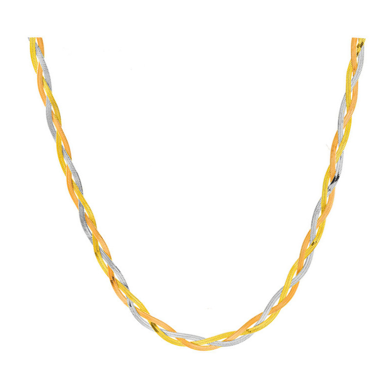 Women Titanium Stainless Steel Braided Flat Snake Chain Necklace 16-18″ AG