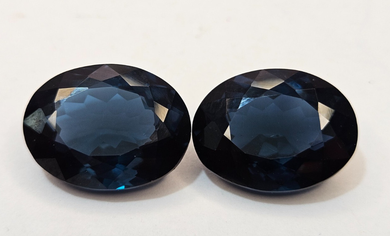Tourmaline 47-48 Ct Natural Dark Blue Indicolite Pair Oval Cut Gemstone KH1038