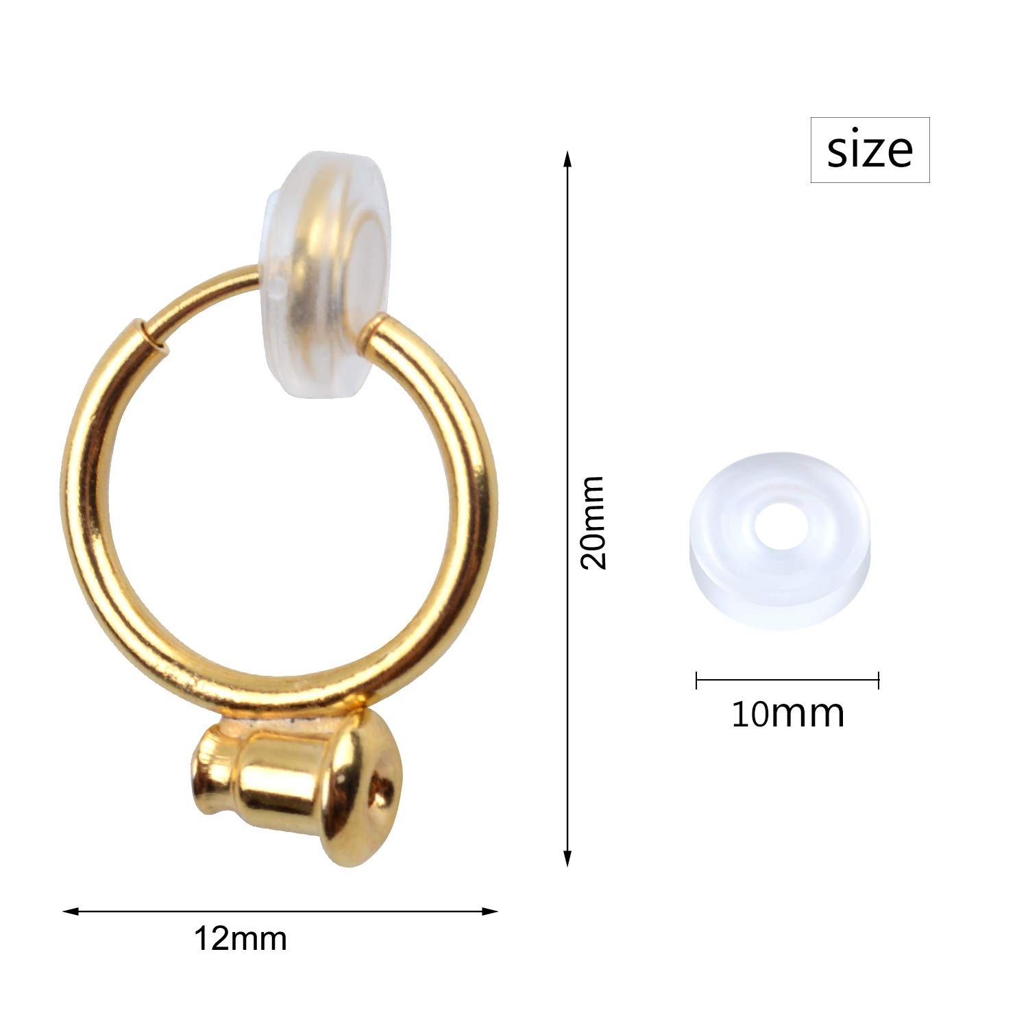 12 Pieces Clip on Earring Converters with Silicone Pads for Non Pierced Ears