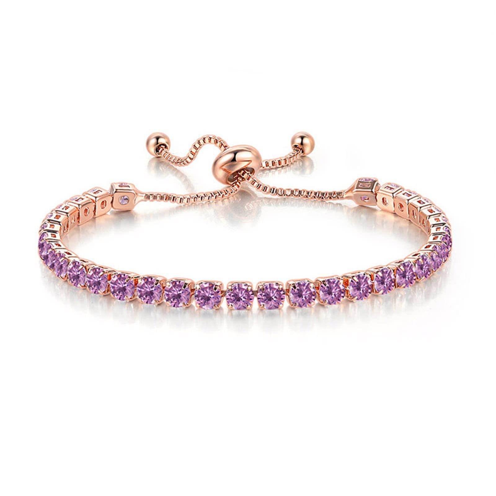14K Gold Silver Plated Adjustable Rhinestone Beads Bracelet for Women