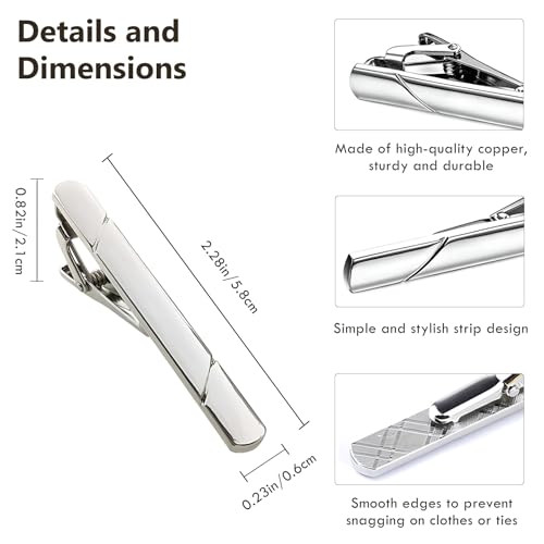 4 Pack Tie Clips for Men – Black, Gold, Blue, and Silver Tie Bar Set for