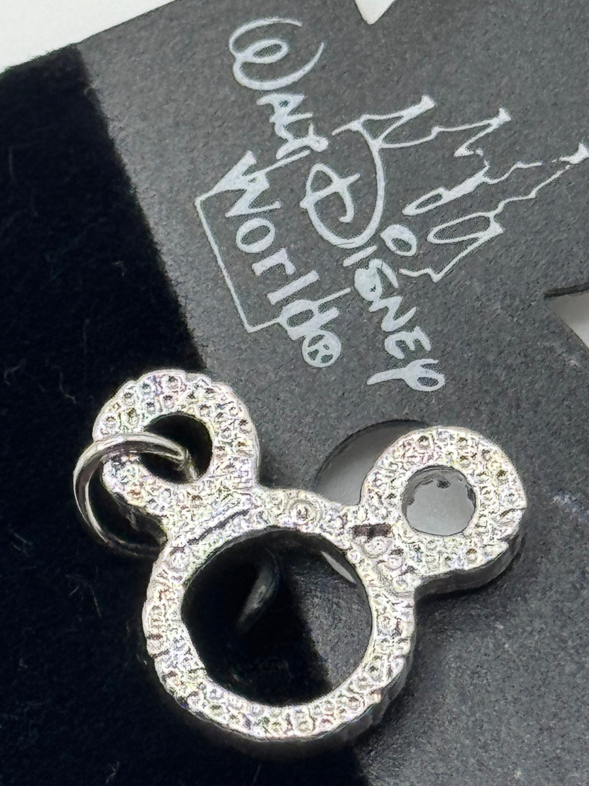 Disney Sterling Silver Mickey Mouse Outline Rhinestone Charm