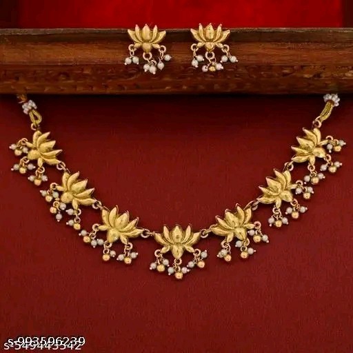 South indian jewellery gold plated choker Necklace jewellery set wit earrings