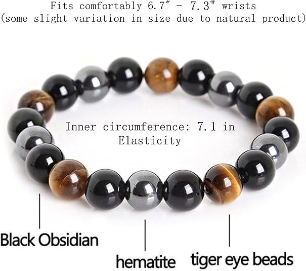 Natural Energy Healing Stretch Bracelet Stone Hematite Tiger Eye for Men Women