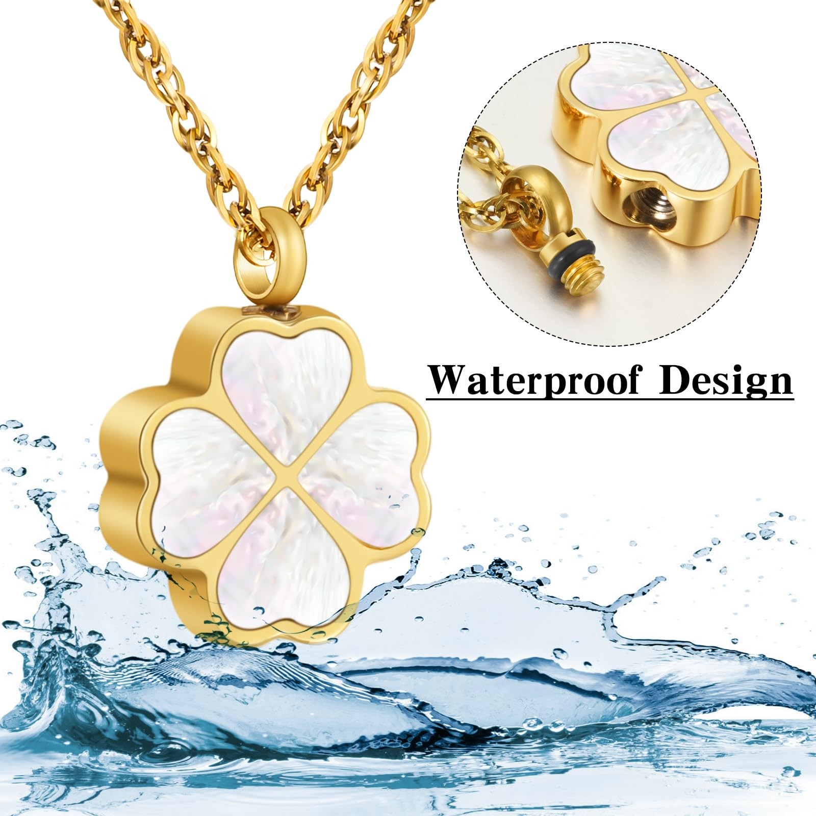 Four Leaf Clover Urn Necklace for Ashes for Women Memorial Cremation Jewelry …