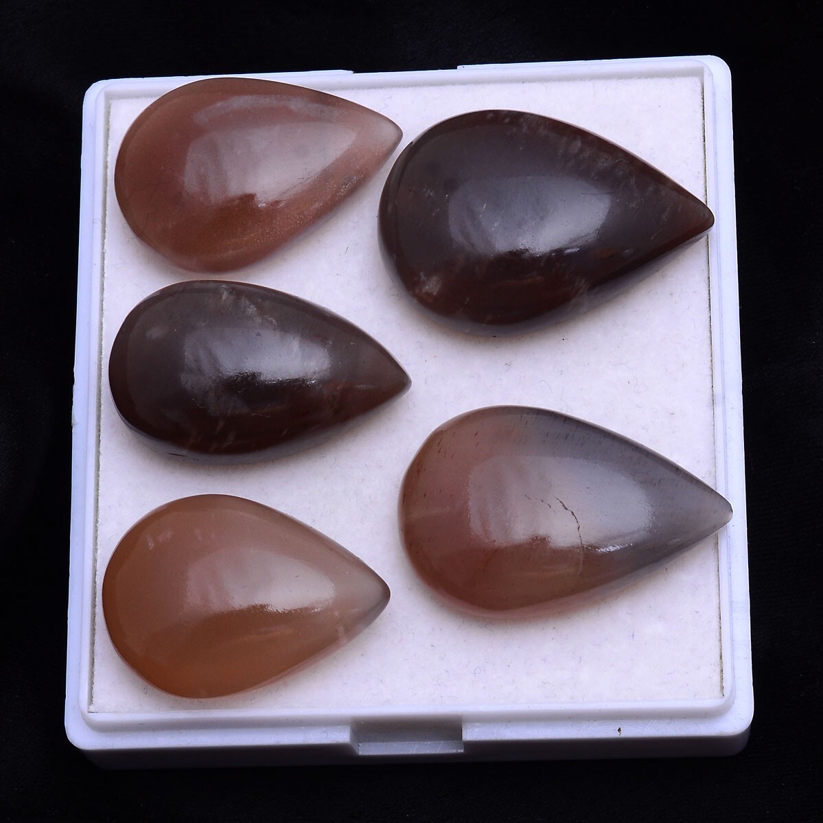 5 Pcs Natural Peach Moonstone 25mm-29mm Pear Cabochon Glossy Loose Gemstones Lot