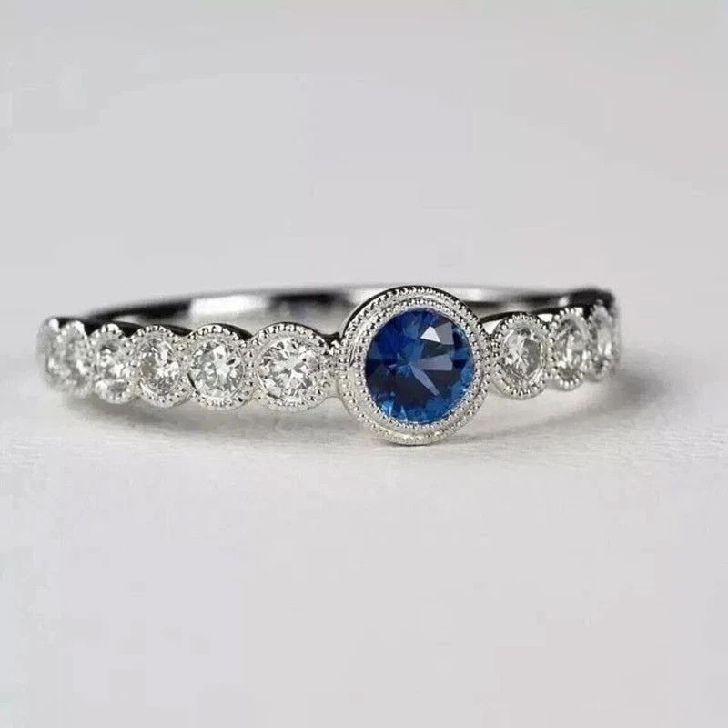 3Ct Round Cut Lab Created Sapphire Women’s Engagement Ring 14K White Gold Plated