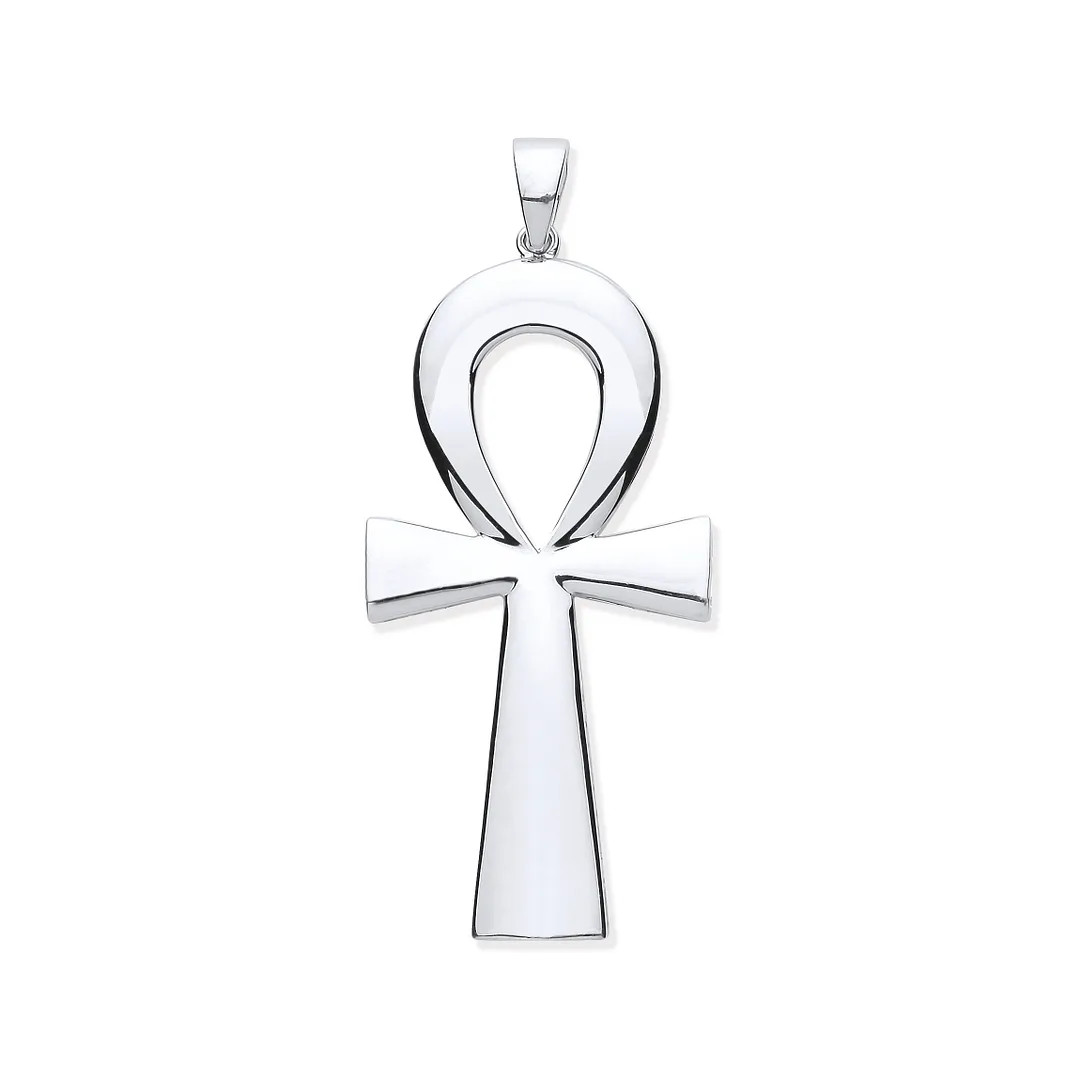 Ankh Cross Pendant Sterling Silver Large Key of Life Womens Jewellery
