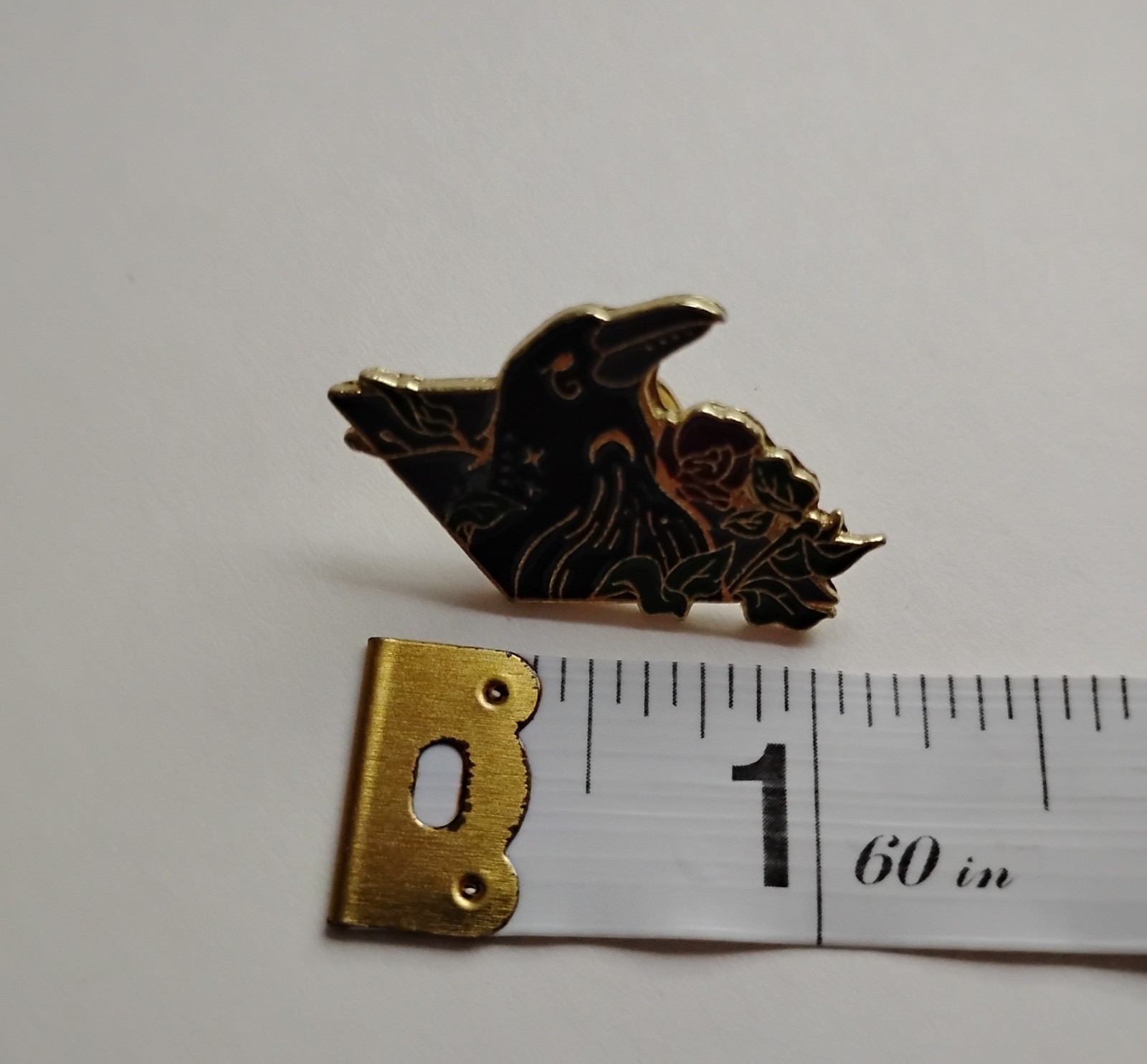 5 PC Enamel Black Crow Pins Gold Toned Raven Birds Jewelry Halloween Goth Emo