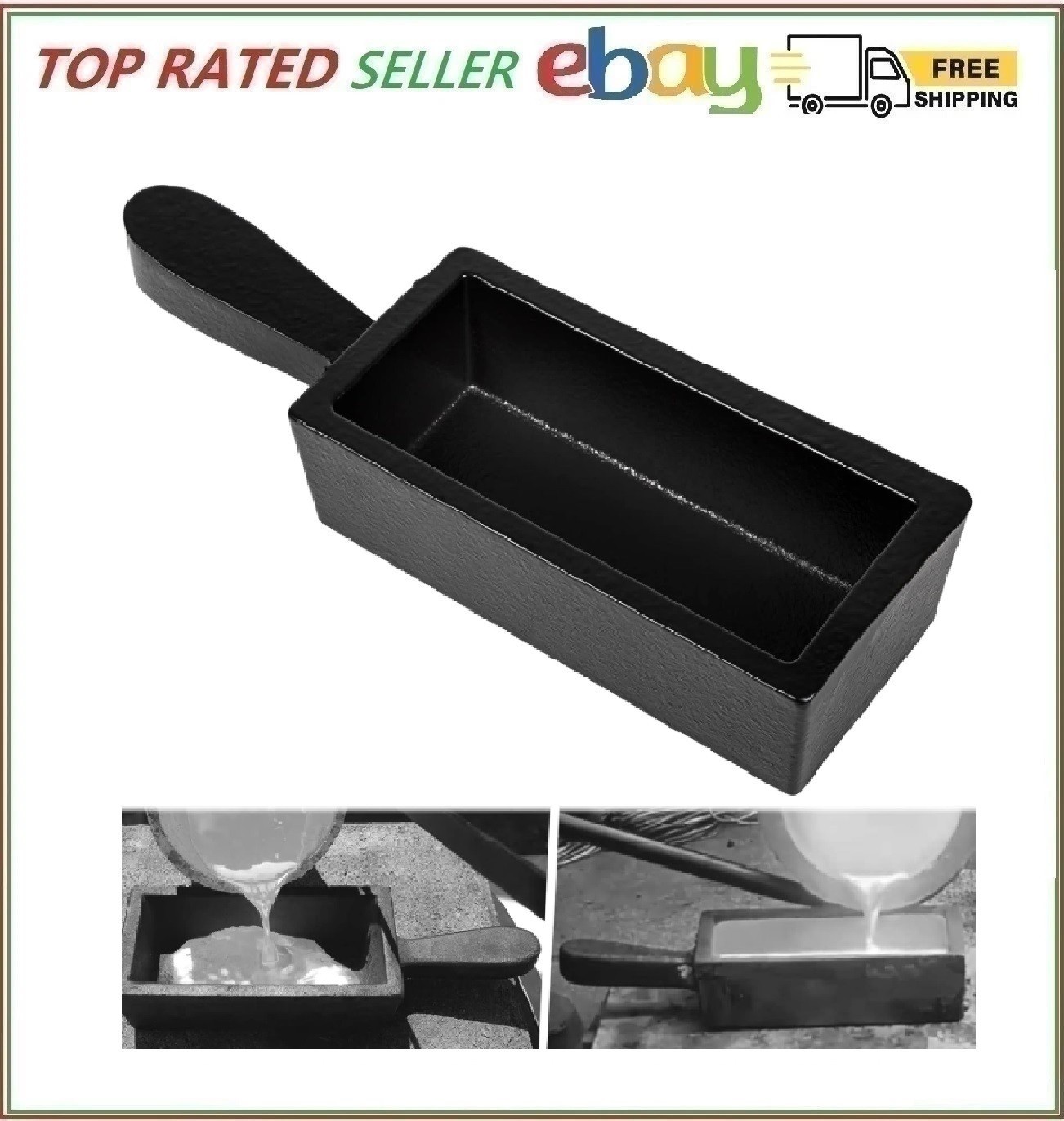 100 Oz Troy Ounce Gold Bar Loaf Cast Iron Ingot Mold Perfect for Custom Smelting