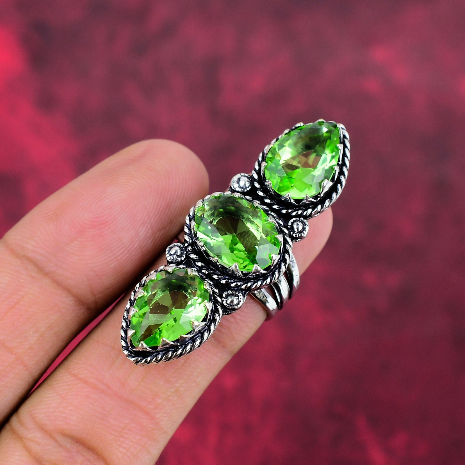 Peridot Gemstone Handmade 925 Sterling Silver Ring Jewelry