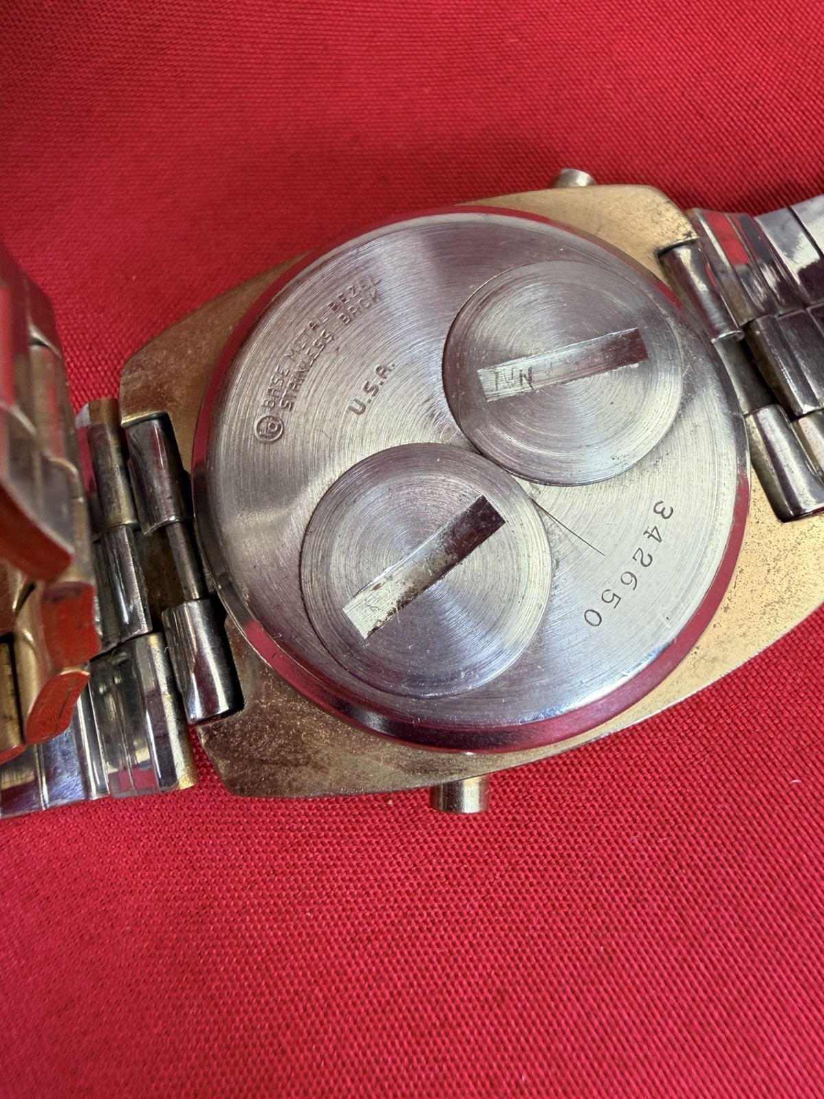 Vtg 1970s McDonald’s Red LED Digital Watch Gold Tone Rare Electronic Solid State