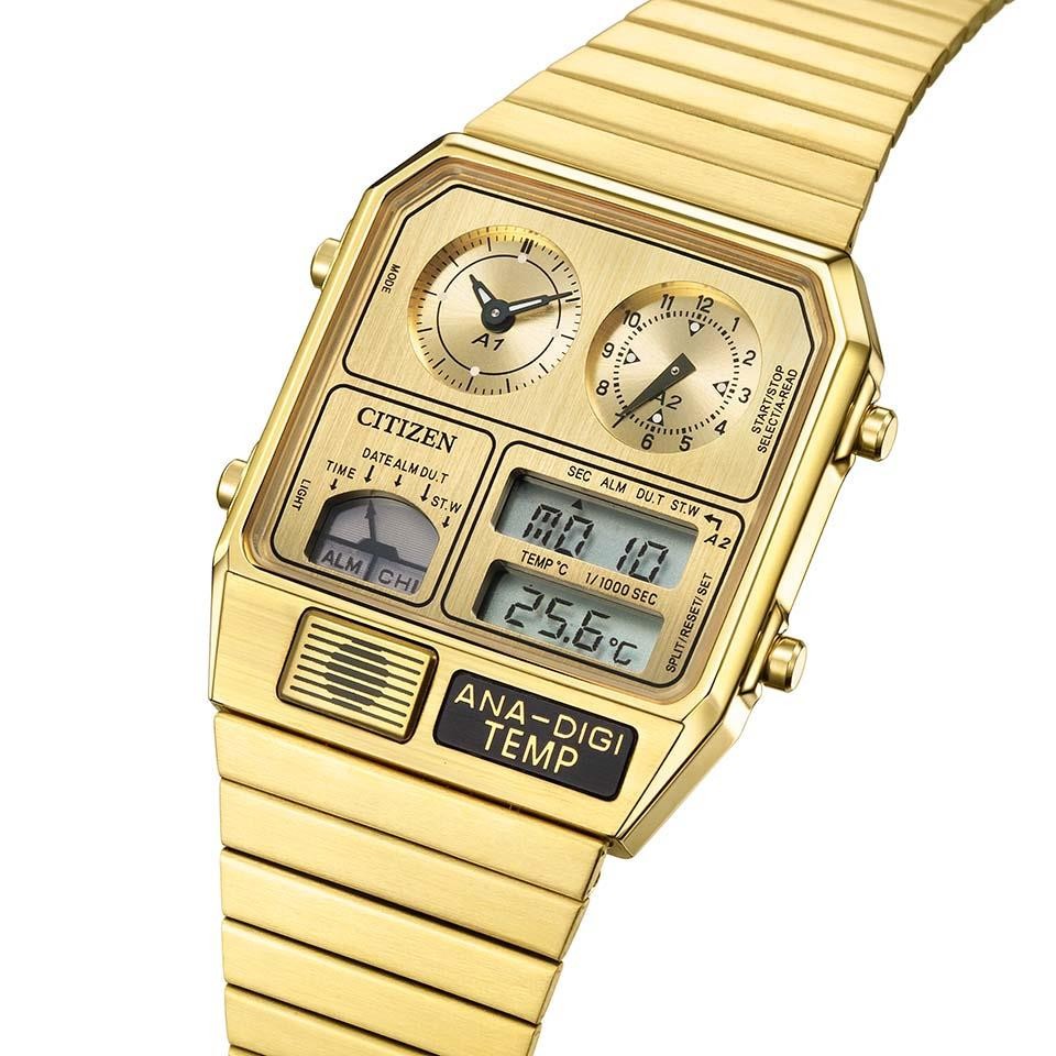 Citizen ANA-DIGI TEMP JG2103-56P Metallic Gold Analog Digital Men Watch NEW BOX