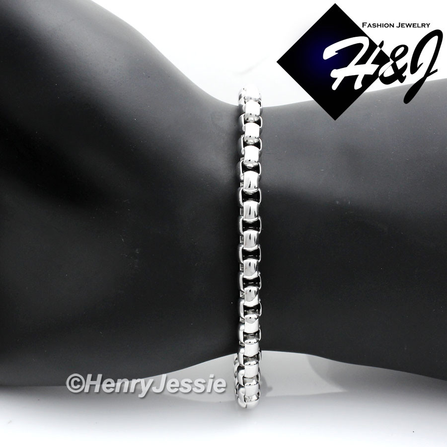 18-40″MEN Stainless Steel 5mm Silver Smooth Box Link Chain Necklace Bracelet SET