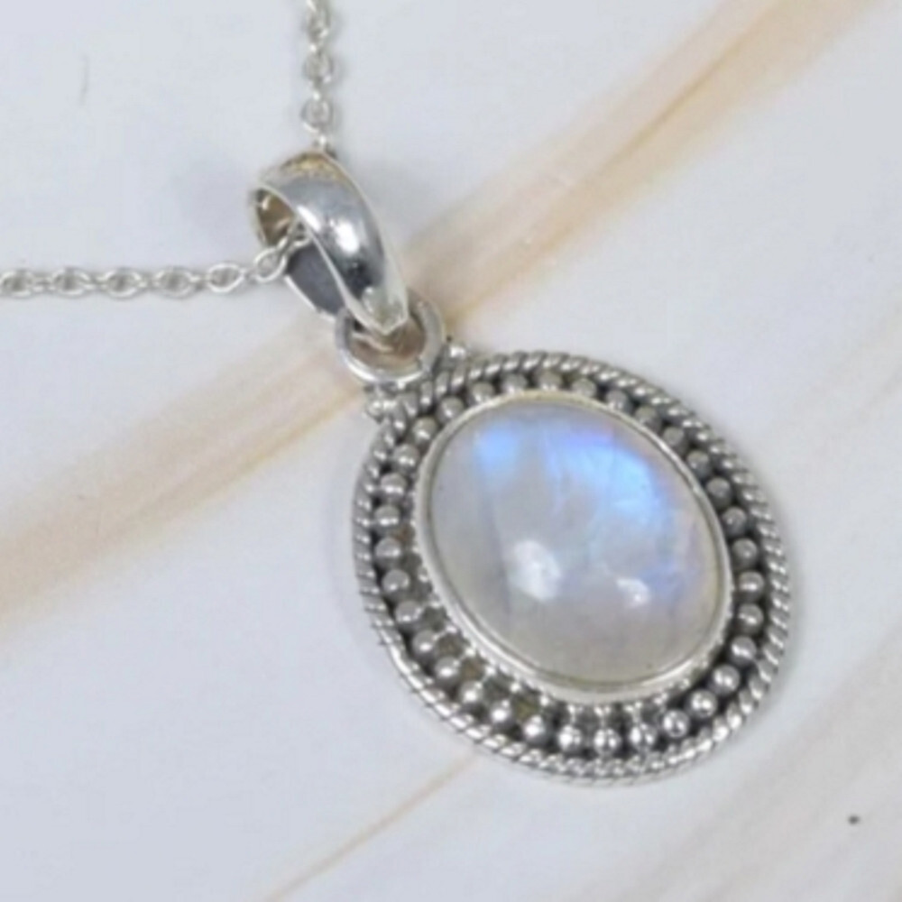 Moonstone Gemstone 925 Sterling Silver Handmade Jewelry Pandant Women Gift E-551