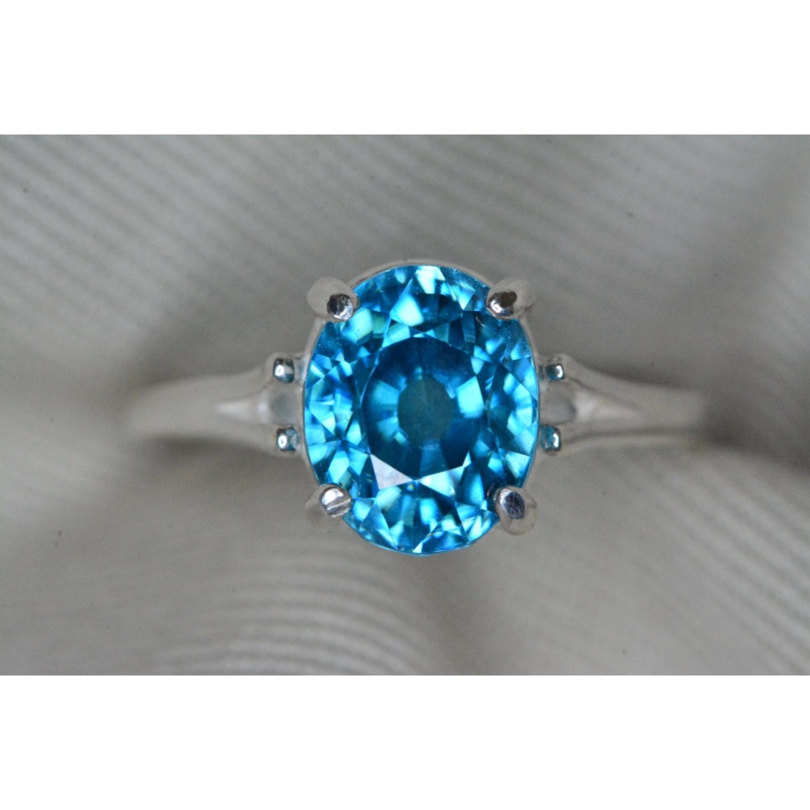 Certified 5.59ct Blue Zircon Ring Sterling Silver Solitaire Real Genuine BZ105