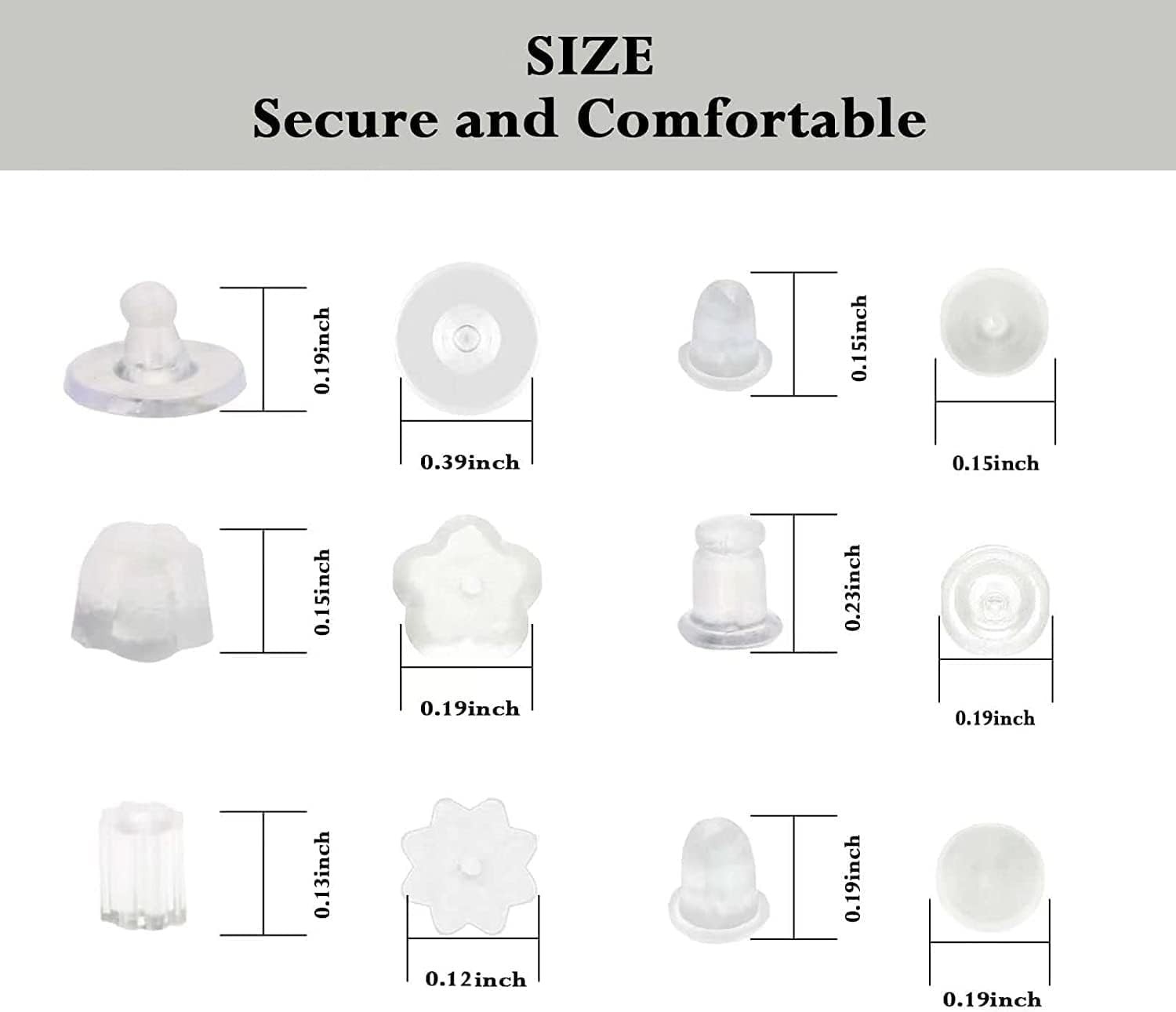 600 Pcs Hypoallergenic Silicone Earring Backs, Soft and Lightweight in 6 Styles