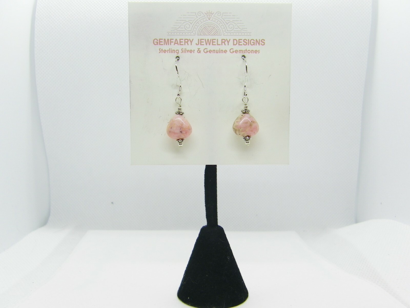 Sterling Silver RHODOCHROSITE Petite Dangle Earrings #5862…Handmade USA
