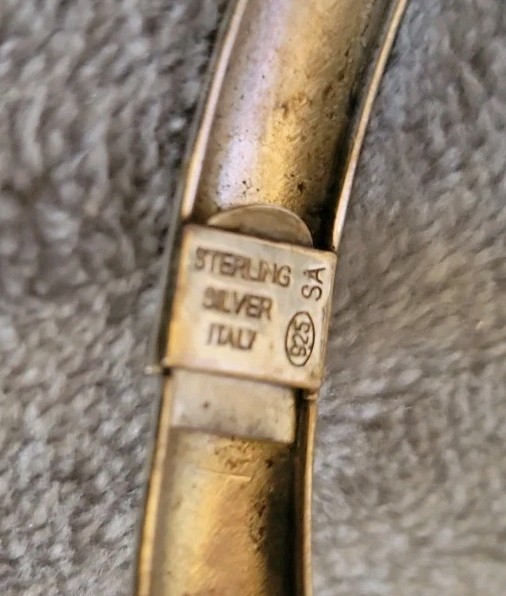 Vintage Italian Sterling Silver Bangle Bracelet, Marked 925
