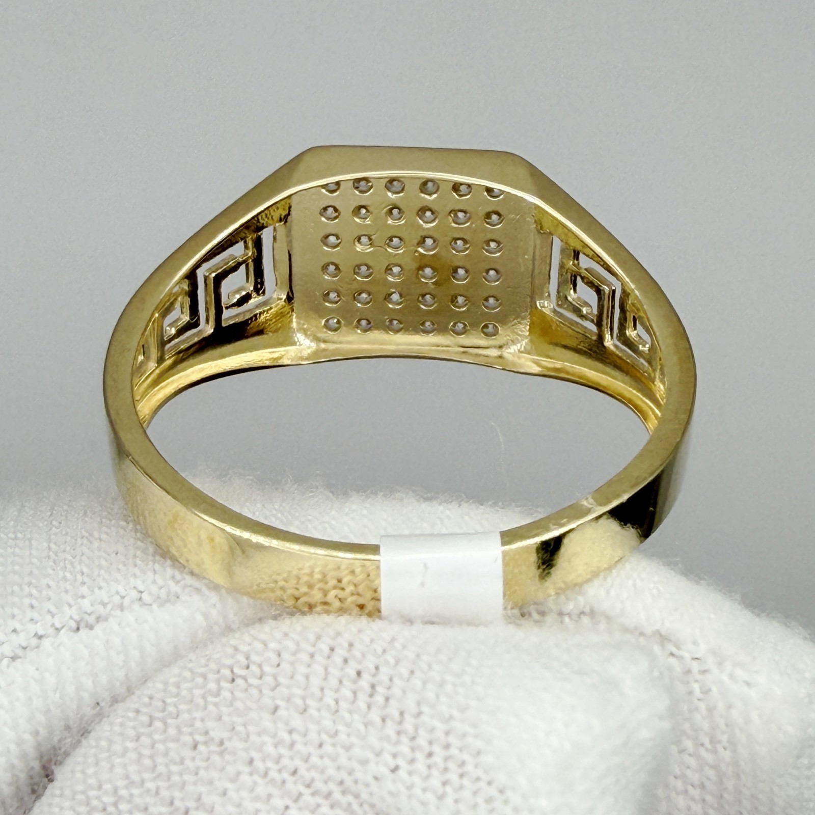10k Yellow Gold Men Cubic-Zirconia Square Head Ring Jewelry Gift For Him