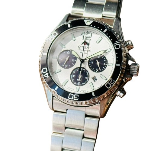 Orient Sport Mako Solar Powered Sapphire White Dial Men’s Watch RA-TX0203S10B