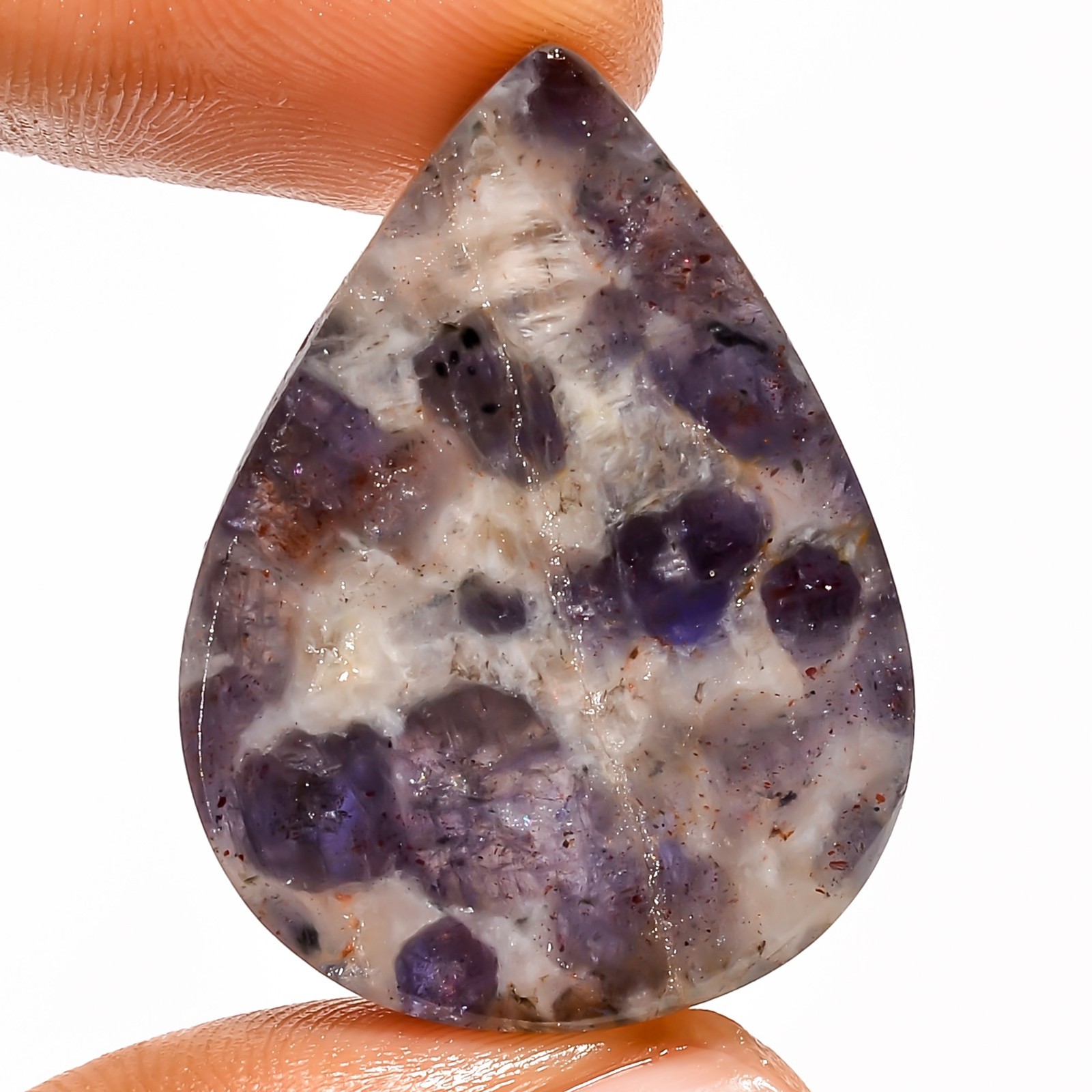 100% Natural Iolite Sunstone Pear Shape Cabochon Loose Gemstone 49 Ct 32X24X7 mm