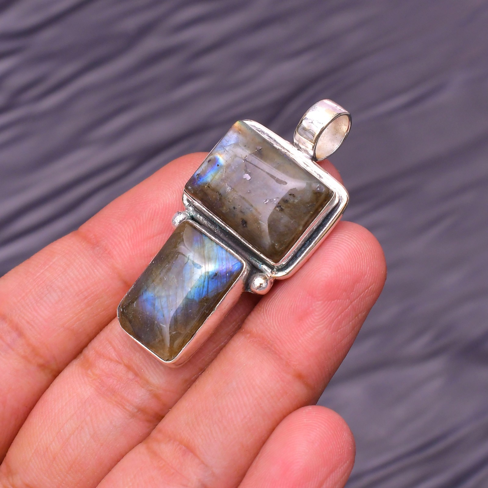 Labradorite Gemstone 925 Sterling Silver Jewelry Pendant 1.77″