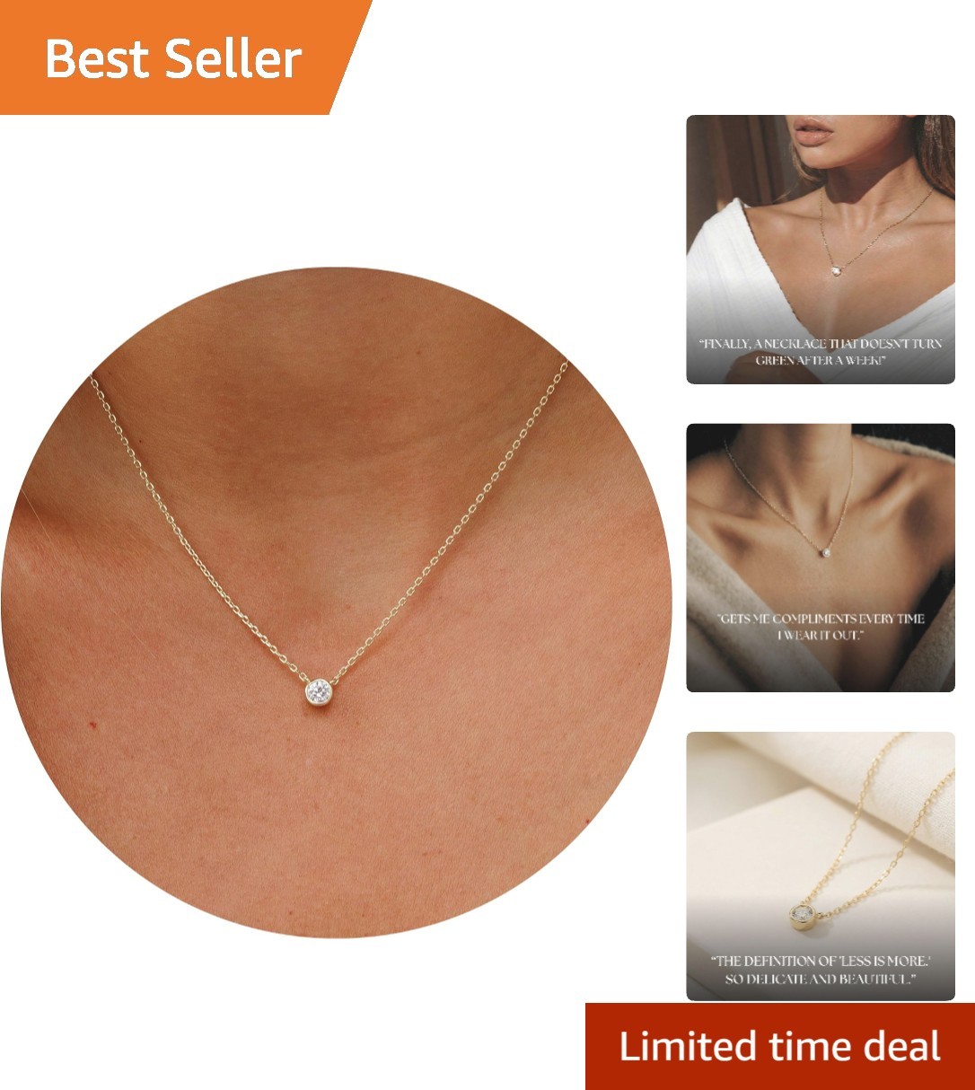 Minimalist 18″ Gold Plated CZ Necklace for Women, Perfect for Any Occasion