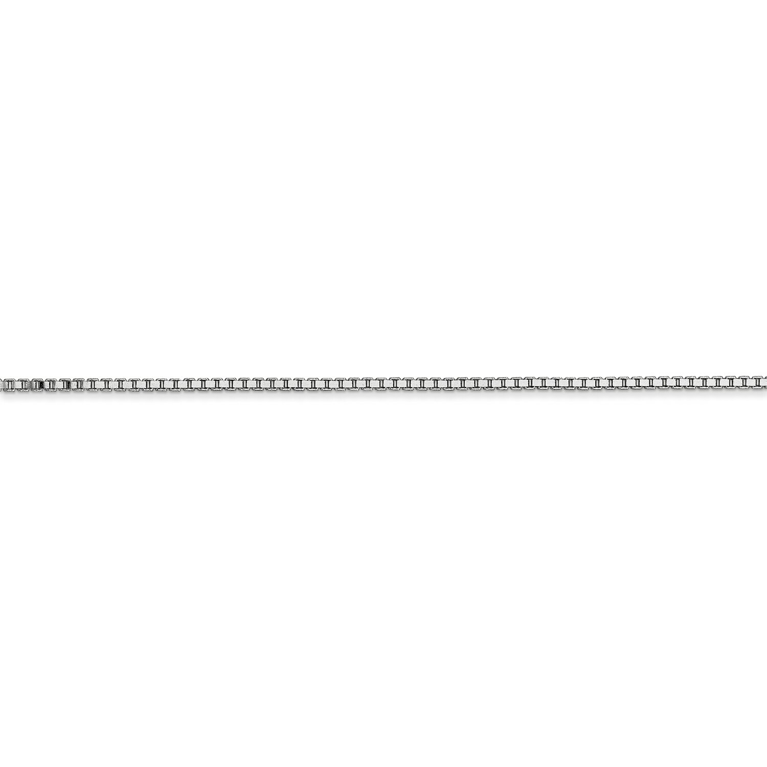 14k White Gold 1.1mm Solid Plain Box Link Chain w/ Lobster Clasp 14″ – 30″